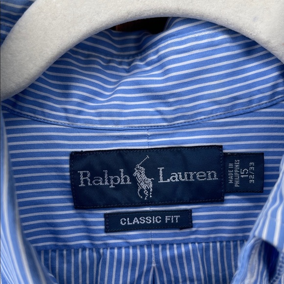 Ralph Lauren Blue and White Striped Shirt 15 32/33 - Picture 2 of 3